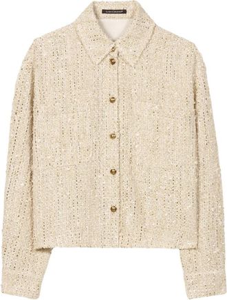 Luisa Cerano Tweed Hemdjacke - Dames - Blazers - Beige - XS - Tweed - Jassen