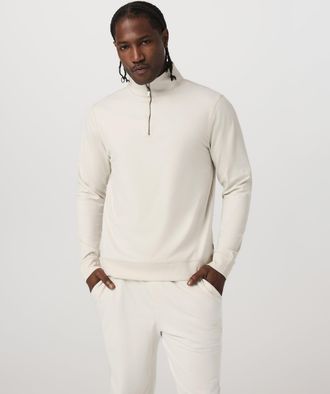 Vuori Clothing Coronado Half Zip Jacket | Ivory Heather | Medium