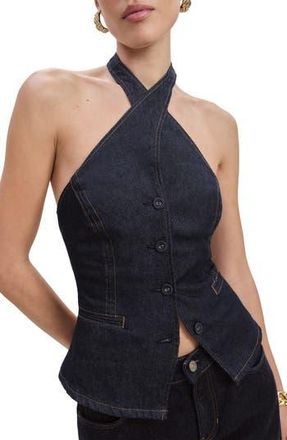 Reformation Tate Halter Denim Crop Top in Volio at Nordstrom Rack, Size 2
