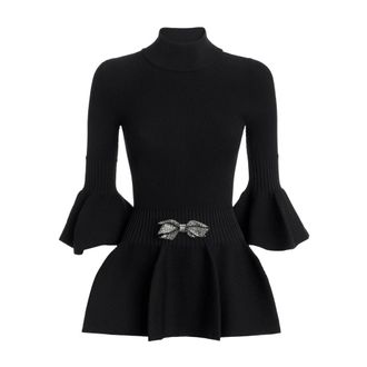Genny Pullover met col - Dames - Truien - Zwart - Maat: 2XS