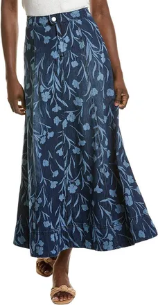 1.State Seamed Maxi Denim Skirt