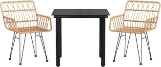 vidaXL Juego De Comedor De Jard&iacute;n 3 Piezas Rat&aacute;n Sint&eacute;tico Vidaxl