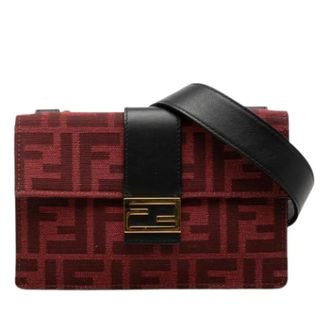 Fendi Pre-owned Canvas Crossbody Bag - Dames - Pre-owned - Rood - Maat: ONE Size Leer