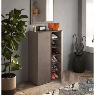 Dmora Armario Multiuso Predore, 2 Puertas, 5 Estantes, Apertura Manual, 70x111h Cm, Marr&oacute;n Bronce