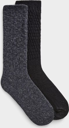 Hue Womens Textured neutral wool socks 2-pack
