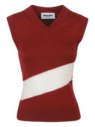 Duran Lantink diagonal-stripe ribbed-knit vest - unisex - Wool/Polyamide - S - Red