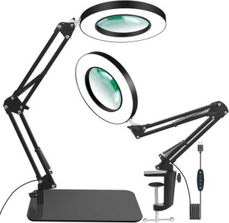 OEM L&aacute;mpara De Escritorio 2 En 1 Con Lupa De 10 Aumentos, Luz Y Soporte, Con 3 Modos De Color Ajustables Para Leer, Reparar Y Hacer Manualidades [clase En