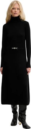 Fracomina Wool-Blend Midi Jurk - Dames - Kleedjes - Zwart - XS - Wol - Kleedjes