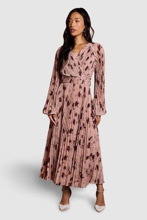 Coast Long Sleeve Chiffon Wrap Midi Dress in Blush at Nordstrom, Size 6