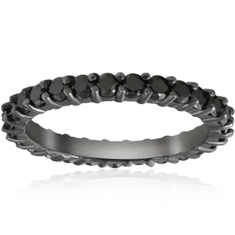 Pompeii3 1 1/2ct Treated Black Diamond Eternity Ring 14K Black Gold Size Selectable