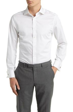 CHARLES TYRWHITT Luxury Twill Slim Fit Shirt Double Cuff in White at Nordstrom, Size 17