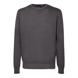 Dell'Oglio Round-neck Knitwear, male, Gray, Size: L Gc1Ml Wsc12V N280 Round-neck Knitwear