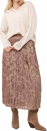 Esqualo Midnight Pleated Midi Skirt In Mocha Brown
