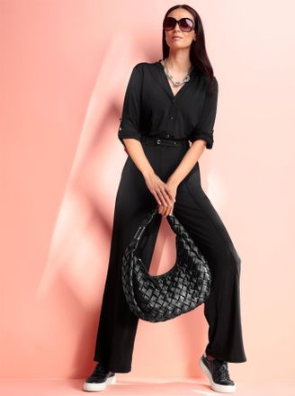 Heine Jumpsuit HEINE, Damen, Gr. 34, Normalgr&ouml;ssen, schwarz, 95% Polyester, 5% Elasthan, unifarben, lang, Overalls Jumpsuit