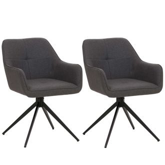 Hhg Hhg - Nunca Usado] Juego De 2 Sillas De Comedor 983, Reposabrazos Para Silla De Cocina, Giratoria Con Retorno Autom&aacute;tico, Tela/textil (270g/m&sup2;), Gris