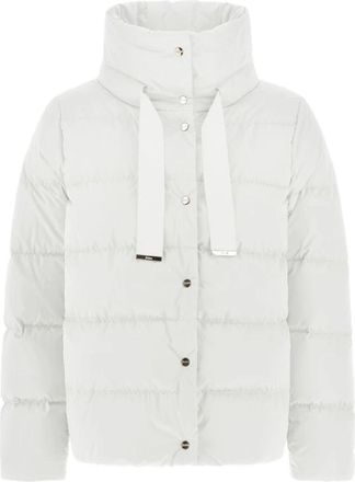 Herno Gewatteerde Witte Jas Hoge Hals Ontwerp - Dames - Gewatteerde jassen - Wit - 2XL - Jassen