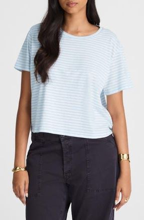 Madewell Stripe Boxy Crop Slub T-Shirt in Iced Blue at Nordstrom Rack, Size X-Small