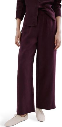 Mango Straight Leg Linen Blend Pants in Plum at Nordstrom, Size X-Small