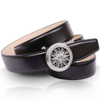 Anthoni Crown Lederg&uuml;rtel ANTHONI CROWN, Damen, Gr. 100, schwarz, Leder, unifarben, G&uuml;rtel Lederg&uuml;rtel, mit Glitzersteinen
