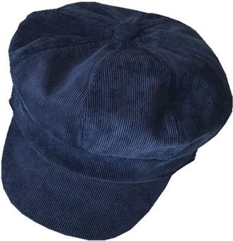 ACVIP Womens Fall Winter Solid Color Corduroy Newsboy Style Flat Cap Baker Boy Hat (Blue)