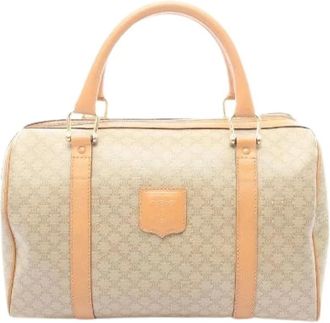 Celine Pre-owned Handbags, female, Beige, Size: ONE SIZE Pre-owned Macadam PVC Coated Canvas Leather Handbag