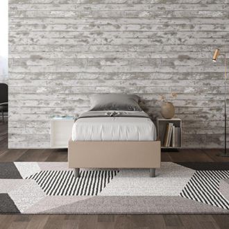 ITYhome Ityhome - Letto singolo contenitore imbottito 80x200 similpelle tortora Azelia
