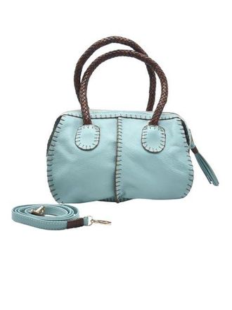 Carlos Falchi Mini Barrel Top Grain Leather Bag in Caribbean Teal at Nordstrom