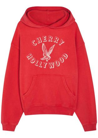 Cherry Los Angeles Hollywood Hooded Cotton Sweatshirt - Red - XL