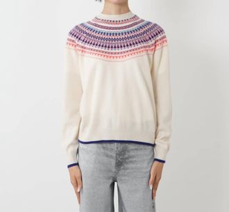 JUMPER 1234 Fairisle Yoke Crew Sweater In Ear Of Wheat