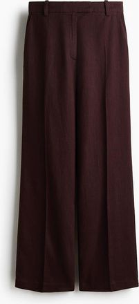H&M Linen-blend Tailored Trousers in Dark Brown at Nordstrom, Size 10