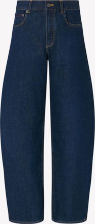 Serena Bute Barrel Leg Denim Jeans - Dark Blue
