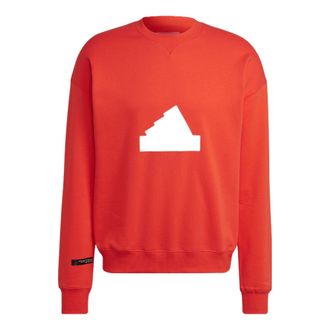 adidas Mens adidas Contrasting Colors Pattern Printing Round Neck Pullover Red HN1944