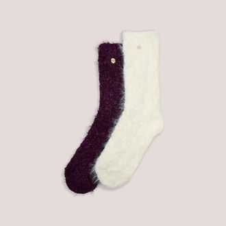 Lounge Fluffy Kabelgebreide Chenillesokken - Multi - One Size
