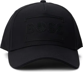 HUGO BOSS Mens Visor Cap Black Cotton Hat