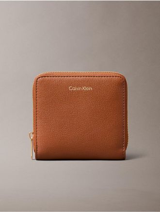 Calvin Klein Womens Foil Logo Square Zip Wallet - Brown