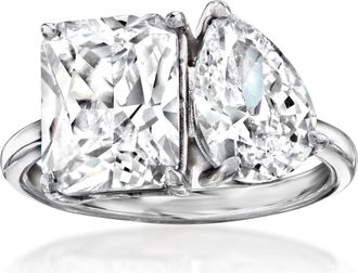 Ross-Simons CZ Toi Et Moi Ring in Sterling Silver