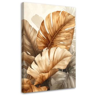Feeby Impresi&oacute;n De Imagen Hojas Tropicales Doradas En Una Elegante Composici&oacute;n 80x120