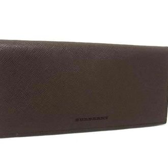 Burberry Dark Brown Leather Long Wallet (Bi-Fold) (Pre-Owned)