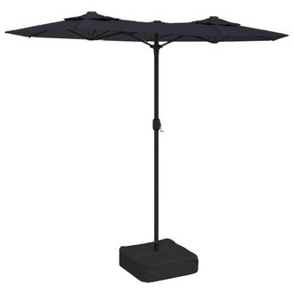 vidaXL Sombrilla Doble De Jard&iacute;n Con Luces Led Negro 316x145 Cm Vidaxl