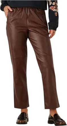 Louizon Dames, Broeken, Bruin, Maat: L Leer