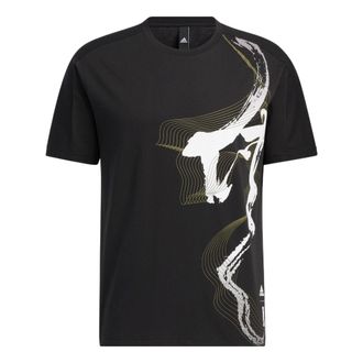 adidas Wj Gfx Story Casual Breathable Round Neck Sports Short Sleeve Black HE5168