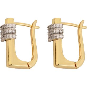 Panacea Crystal Square Hoop Earrings in Two Tone at Nordstrom Rack