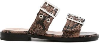 Ganni Schoenen, Dames, Bruin, 40 EU, Nylon, Platte Schoenen