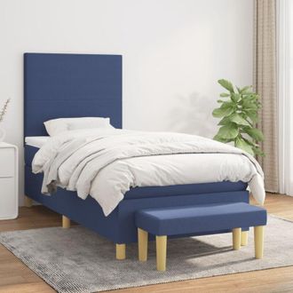 vidaXL Vidaxl - Cama Box Spring Con Colch&oacute;n Tela Azul 90x200 Cm