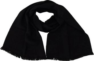 Gianfranco Ferre Sjaal met logo-jacquard en franjes - Dames - Accessoires - Zwart - Maat: ONE Size Wol