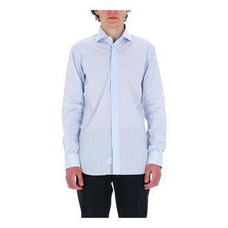 Barba Gestreepte overhemd - Heren - Casual Overhemden - Blauw - L - Katoen - Overhemden