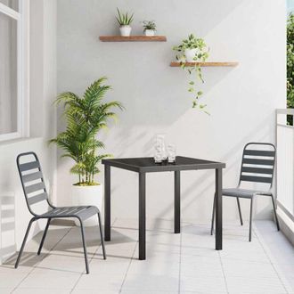vidaXL Conjunto De Comedor De Jard&iacute;n 3 Pcs Gris Oscuro Acero Vidaxl