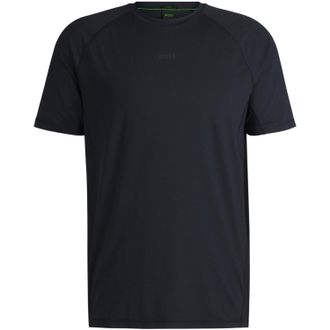 HUGO BOSS Heren T-shirt met ton-sur-ton logo, ronde hals en raglanmouwen (Zwart)