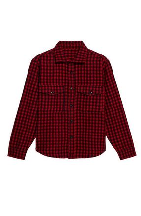 Fortela Anker Wool Check Shirt with Pockets in Red at Nordstrom, Size X-Large