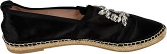 Roger Vivier Pre-owned Womens Embellishmed Espadrilles in Black Satin - Size EU 38